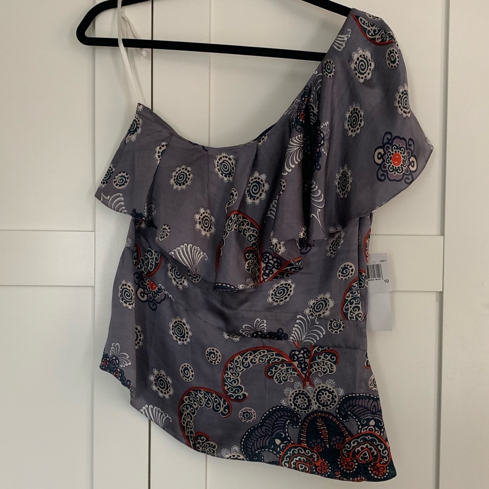 NWT French Connection One-Shoulder Satin Blouse